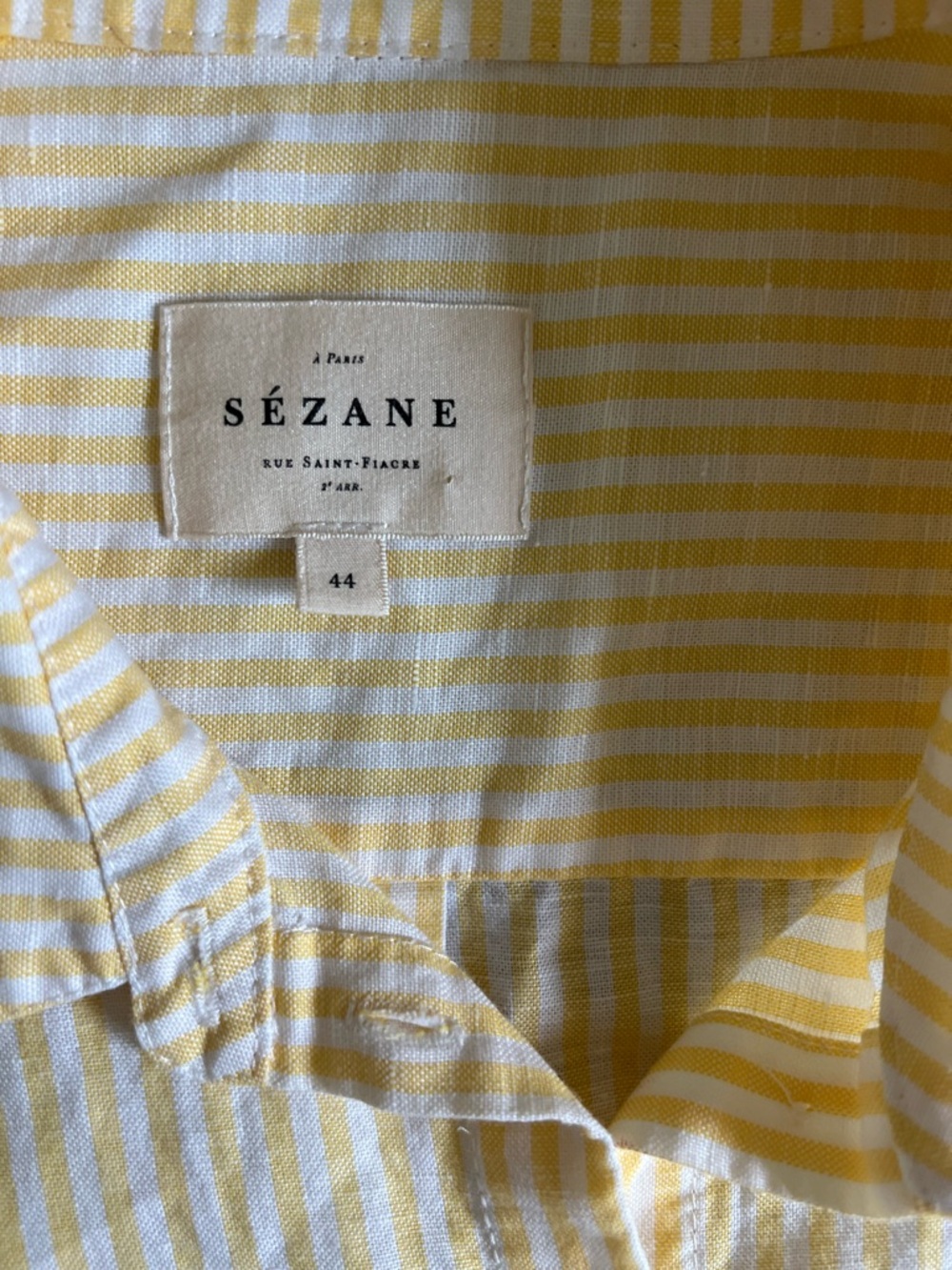 Sezane Yellow & White Tomboy Striped Button-Up Oxford Shirt Sz 44 - Picture 5 of 5